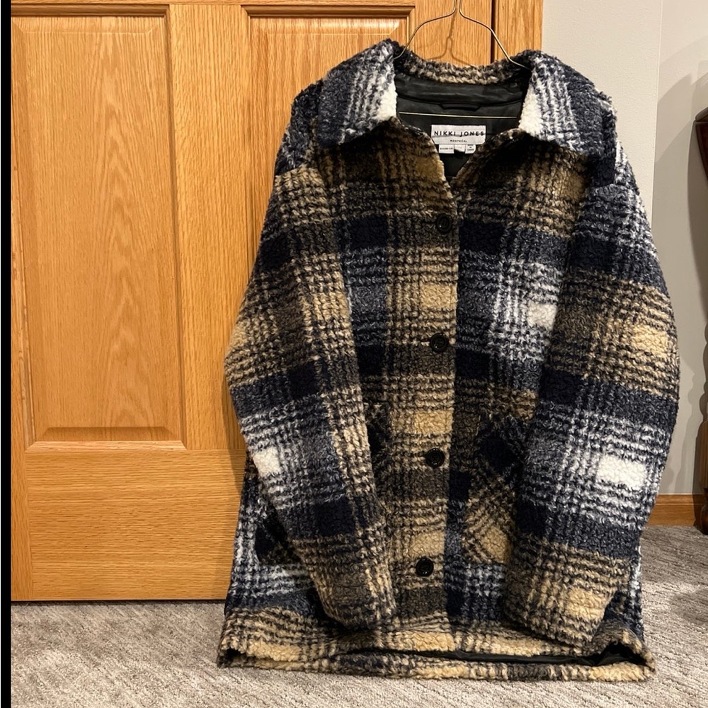 Nikki Jones Montreal Faux Fur Plaid Shacket size S